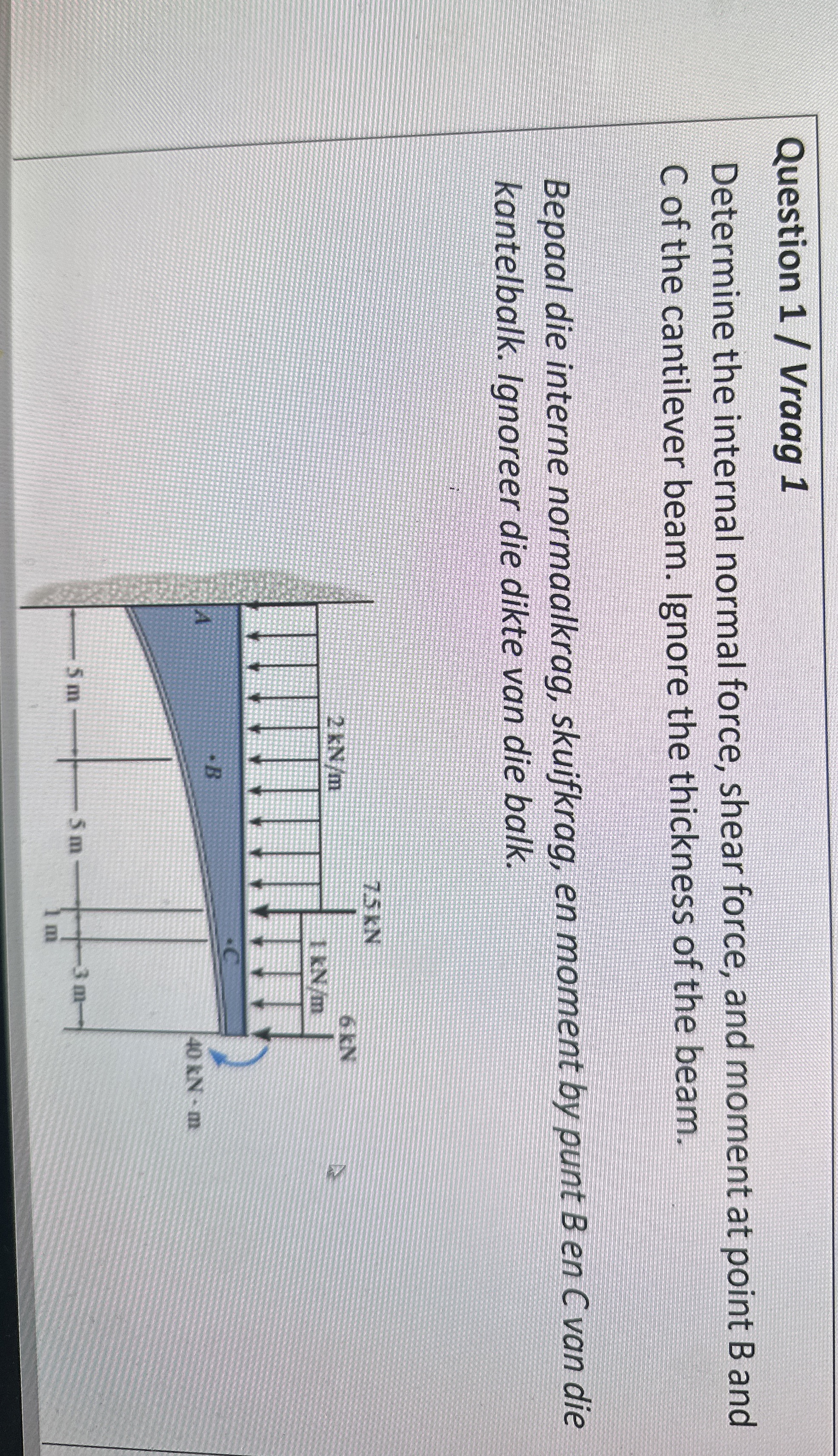 Question 1 / Vraag 1 Determine the internal