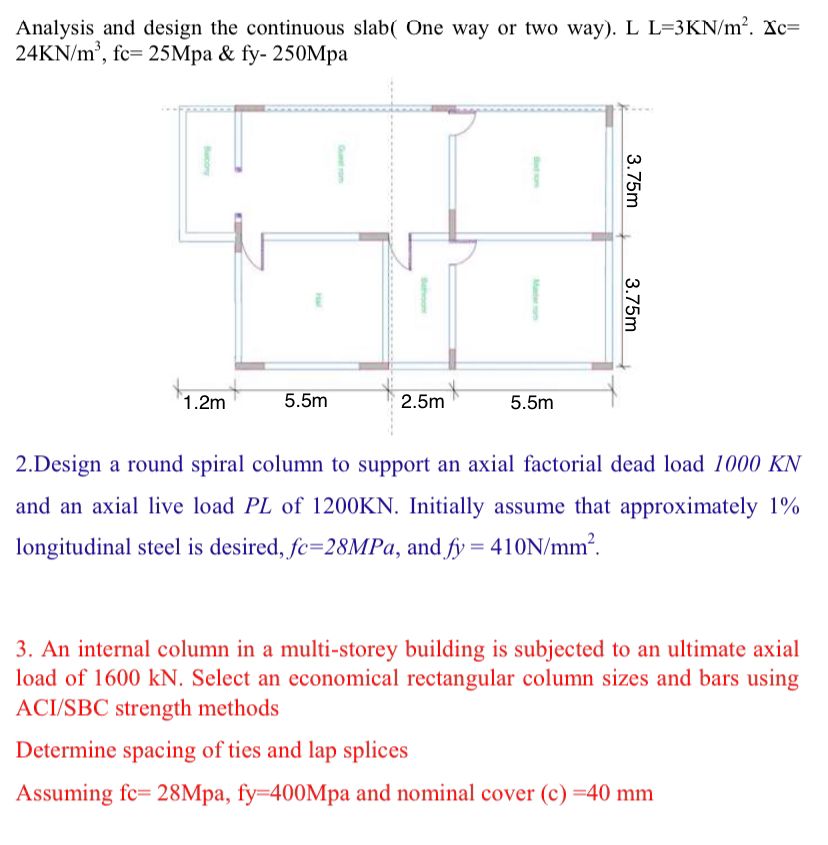 Analysis and design the continuous slab ( One way