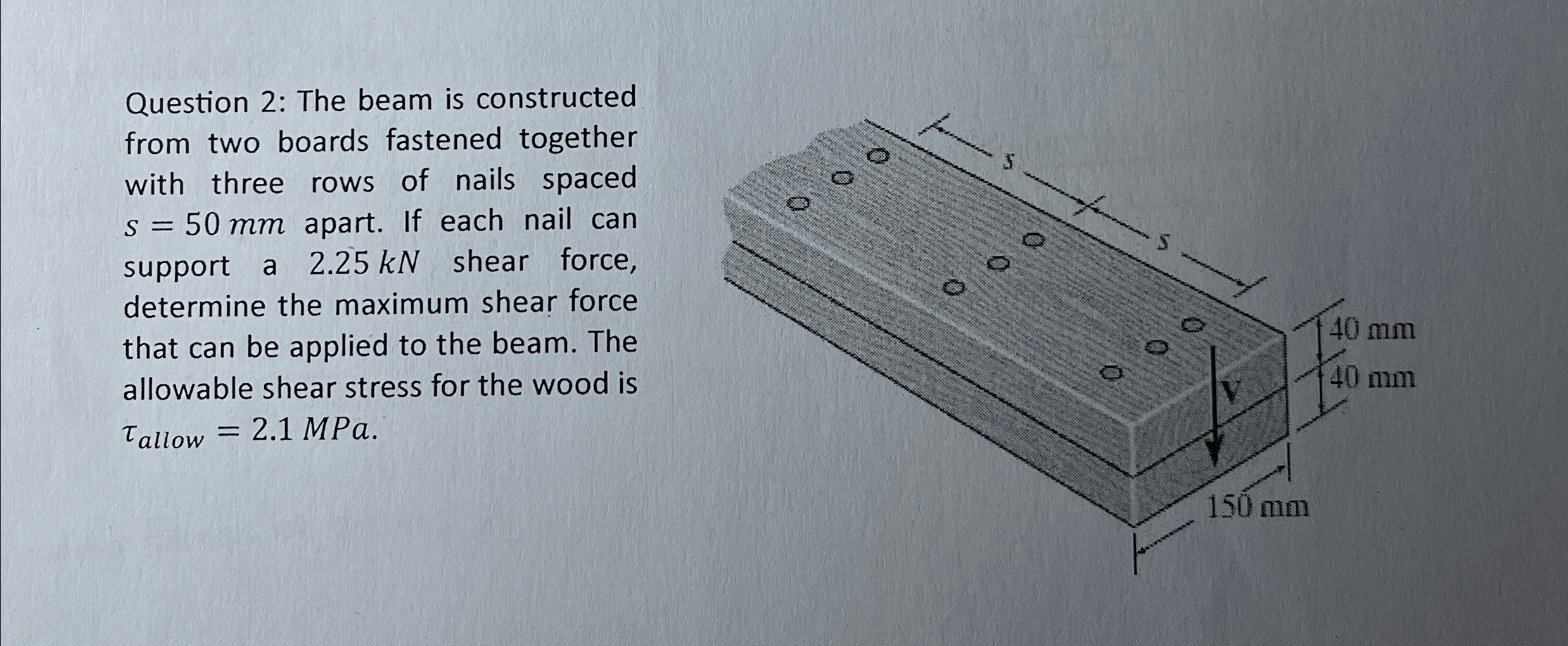 Question 2 : The beam is constructed from two