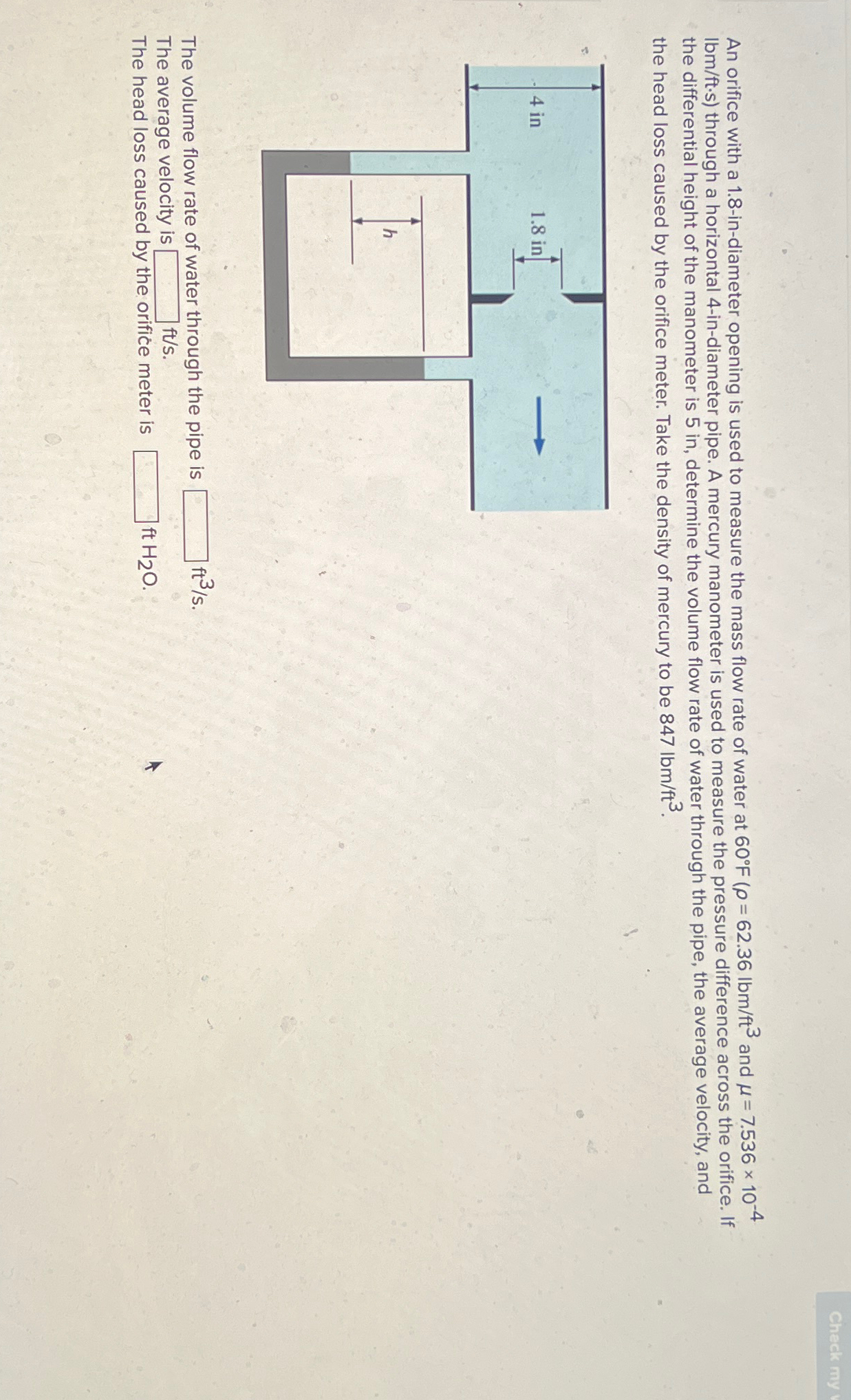 An orifice with a 1 . 8 - in - diameter opening