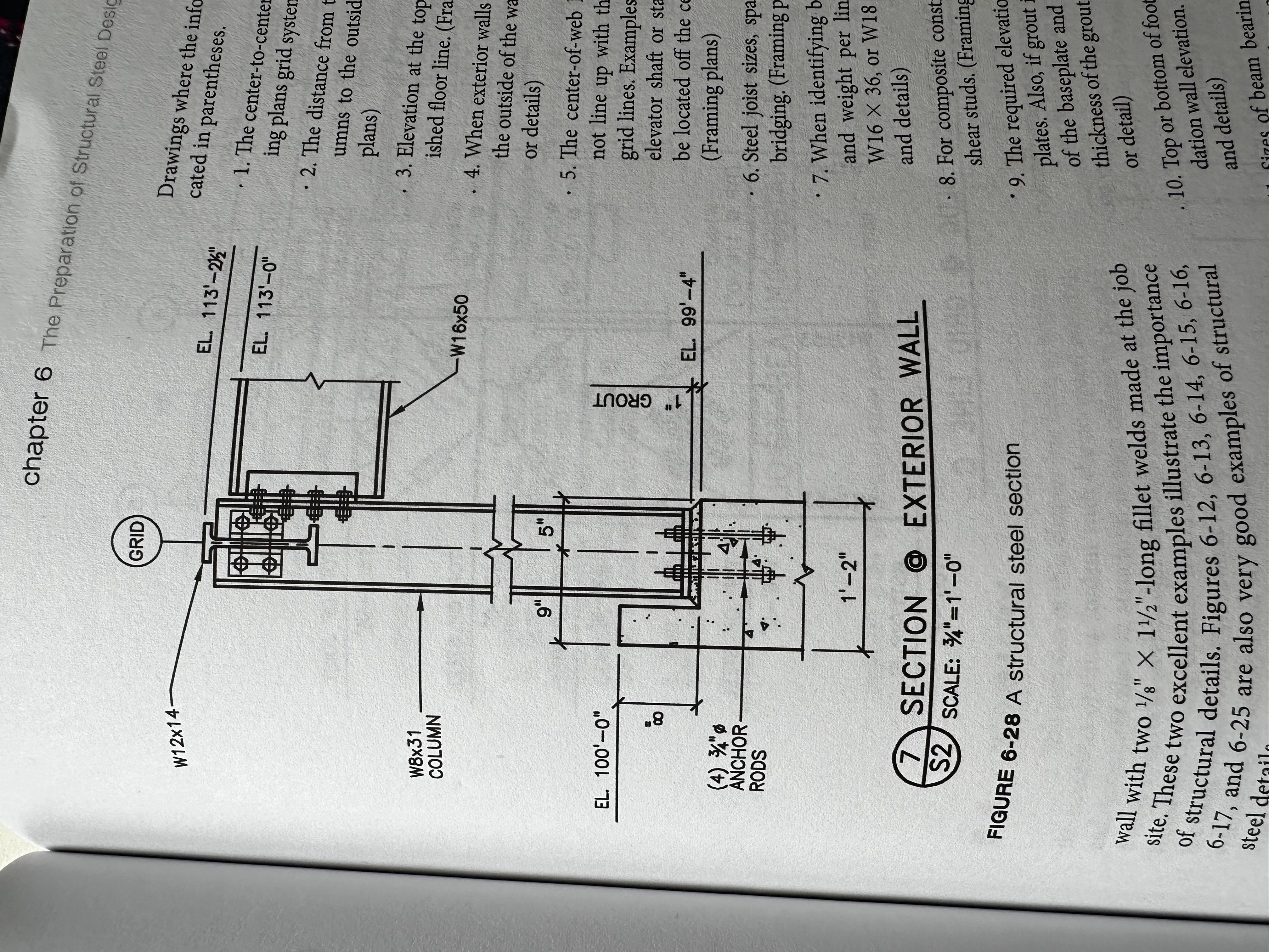 What is the elevation of the top face of the W 1