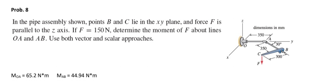 Prob. 8 In the pipe assembly shown, points B and