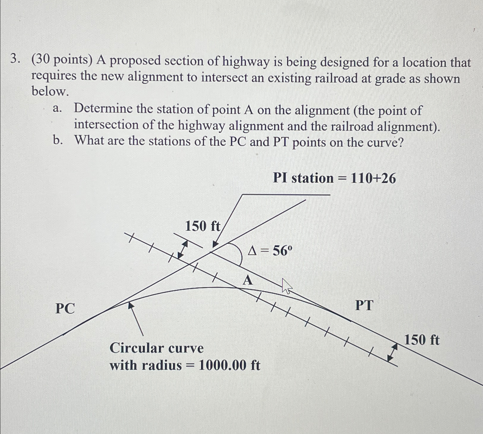 ( 3 0 points ) A proposed section of highway is