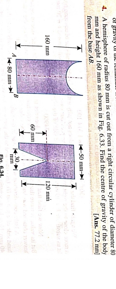 A hemisphere of radius 8 0 m m is cut out from a