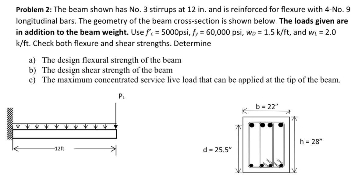 Problem 2 : The beam shown has No . 3 stirrups at