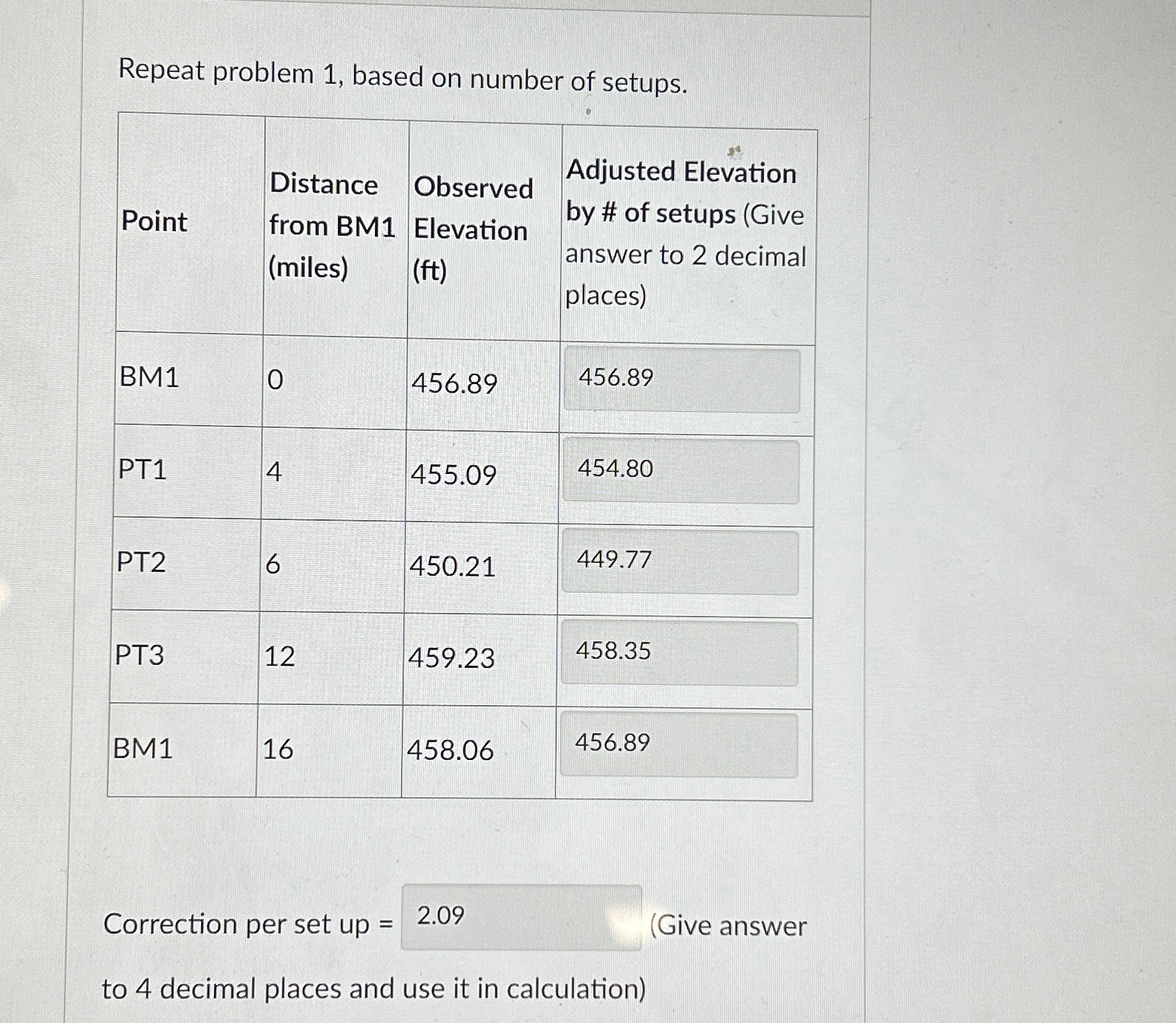 Repeat problem 1 , based on number of setups. \