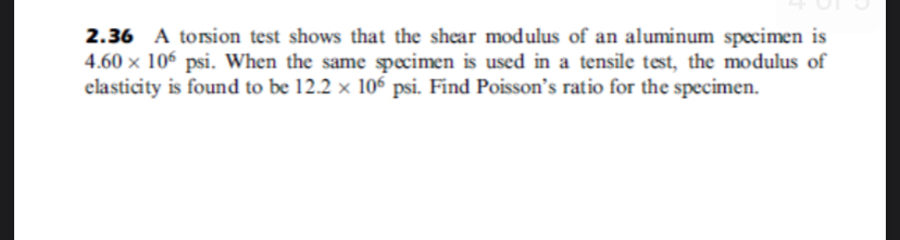 2 . 3 6 A torsion test shows that the shear