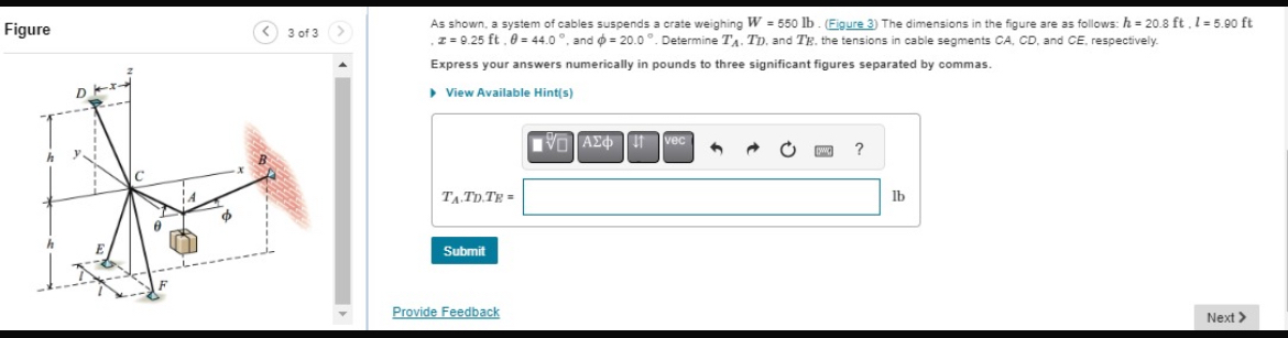 Figure As shown, a system of cables suspends a