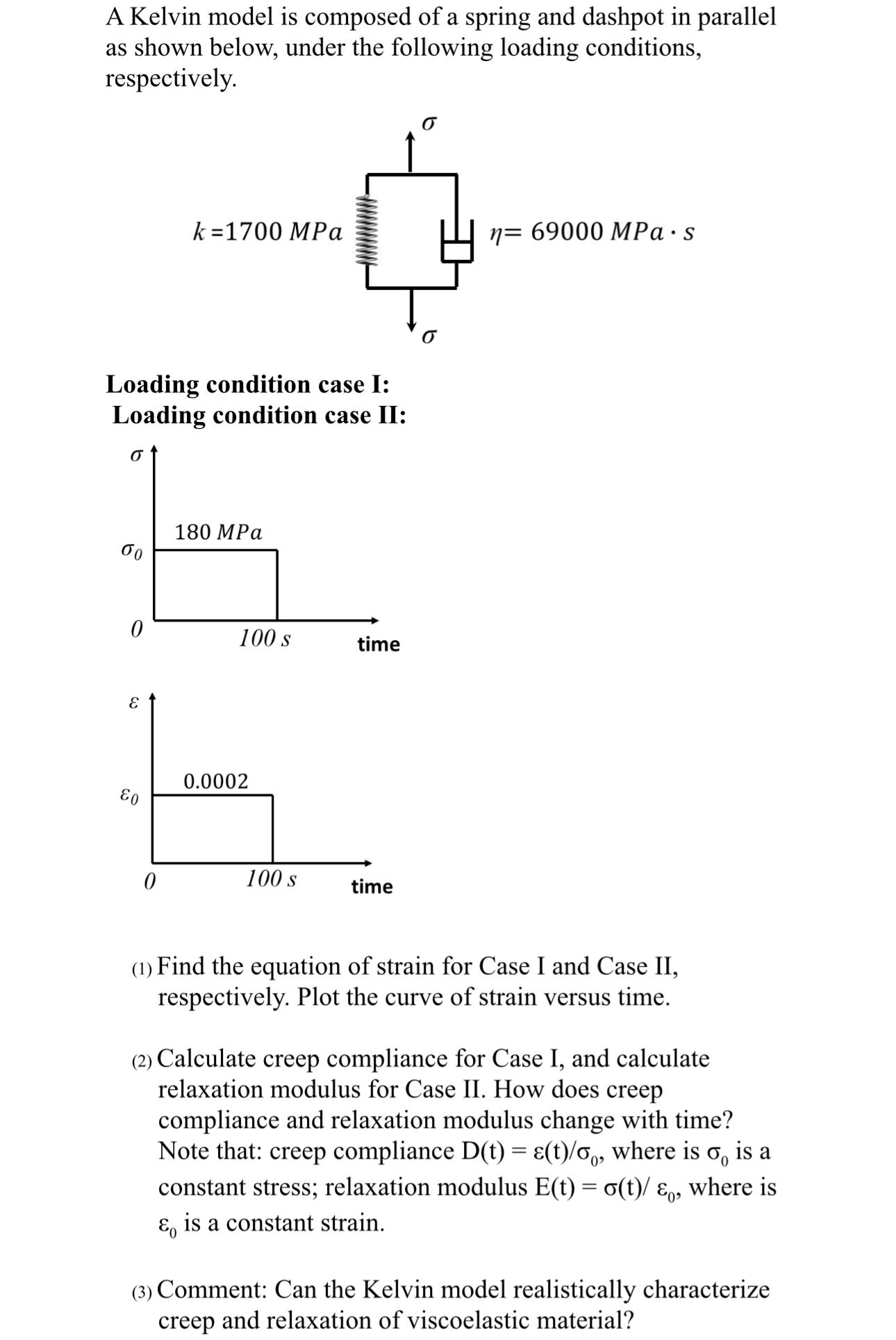 A Kelvin model is composed of a spring and