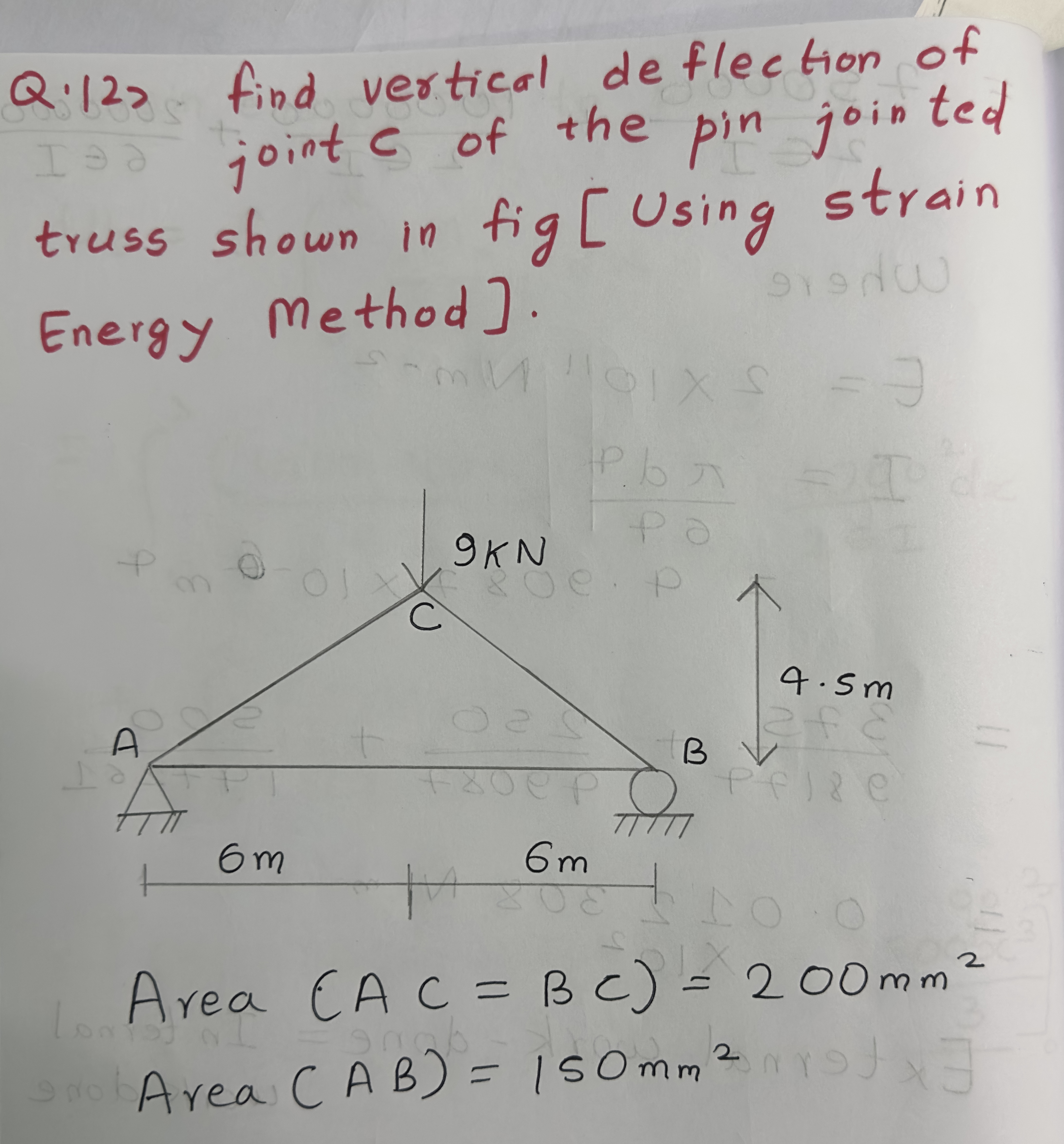 Q . 1 2 3 find vertical deflection of joint c of
