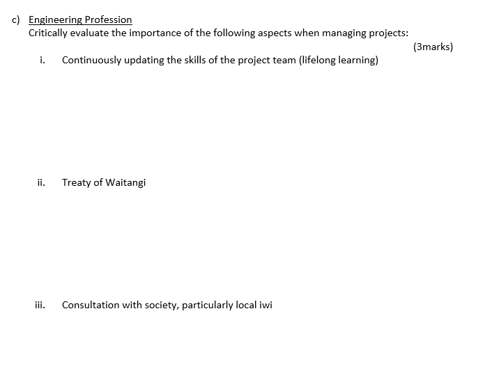 c ) Engineering Profession Critically evaluate