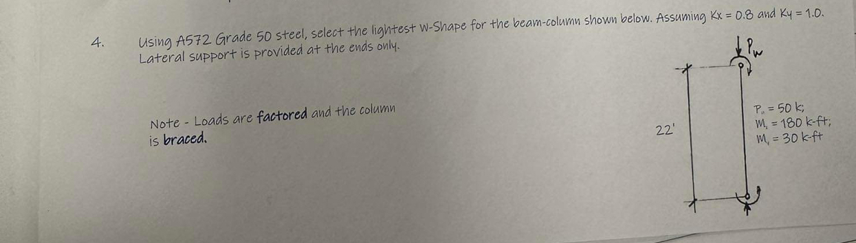 Using A 5 7 2 Grade 5 0 steel, select the