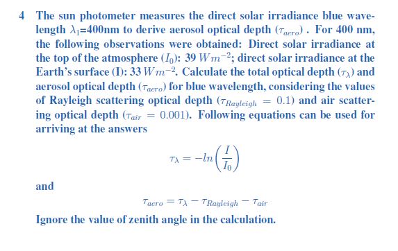 4 The sun photometer measures the direct solar