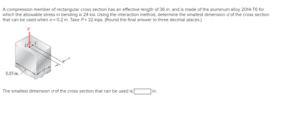 A compression member of rectangular cross section