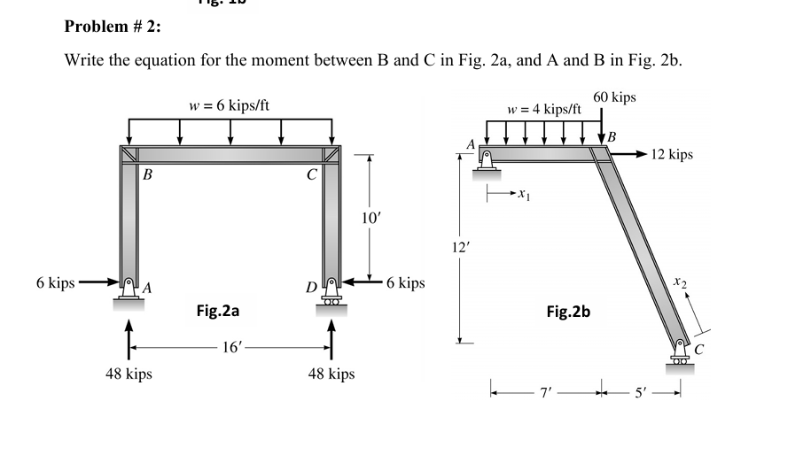Problem # 2 : Write the equation for the moment
