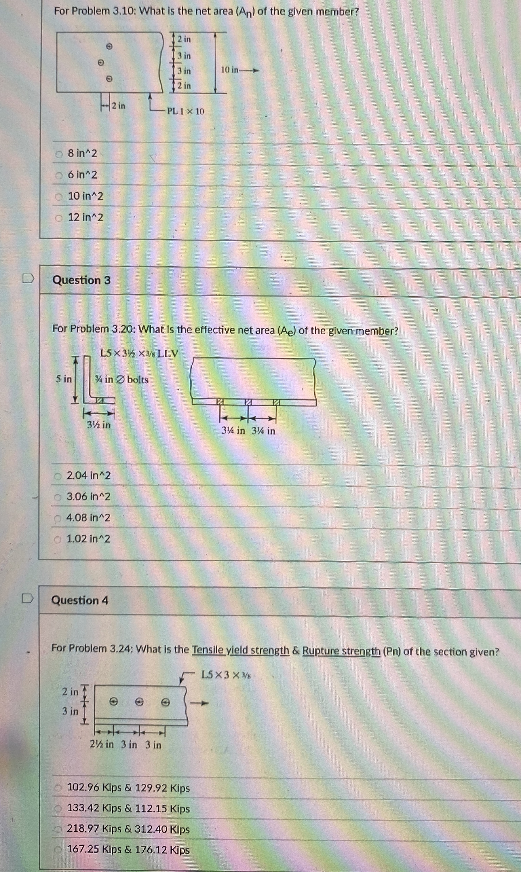 For Problem 3 . 1 0 : What is the net area ( A n