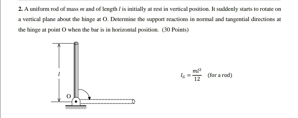 A uniform rod of mass m and of length l is