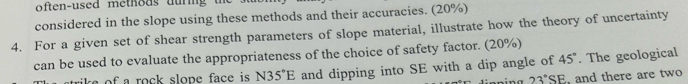 4 . For a given set of shear strength parameters