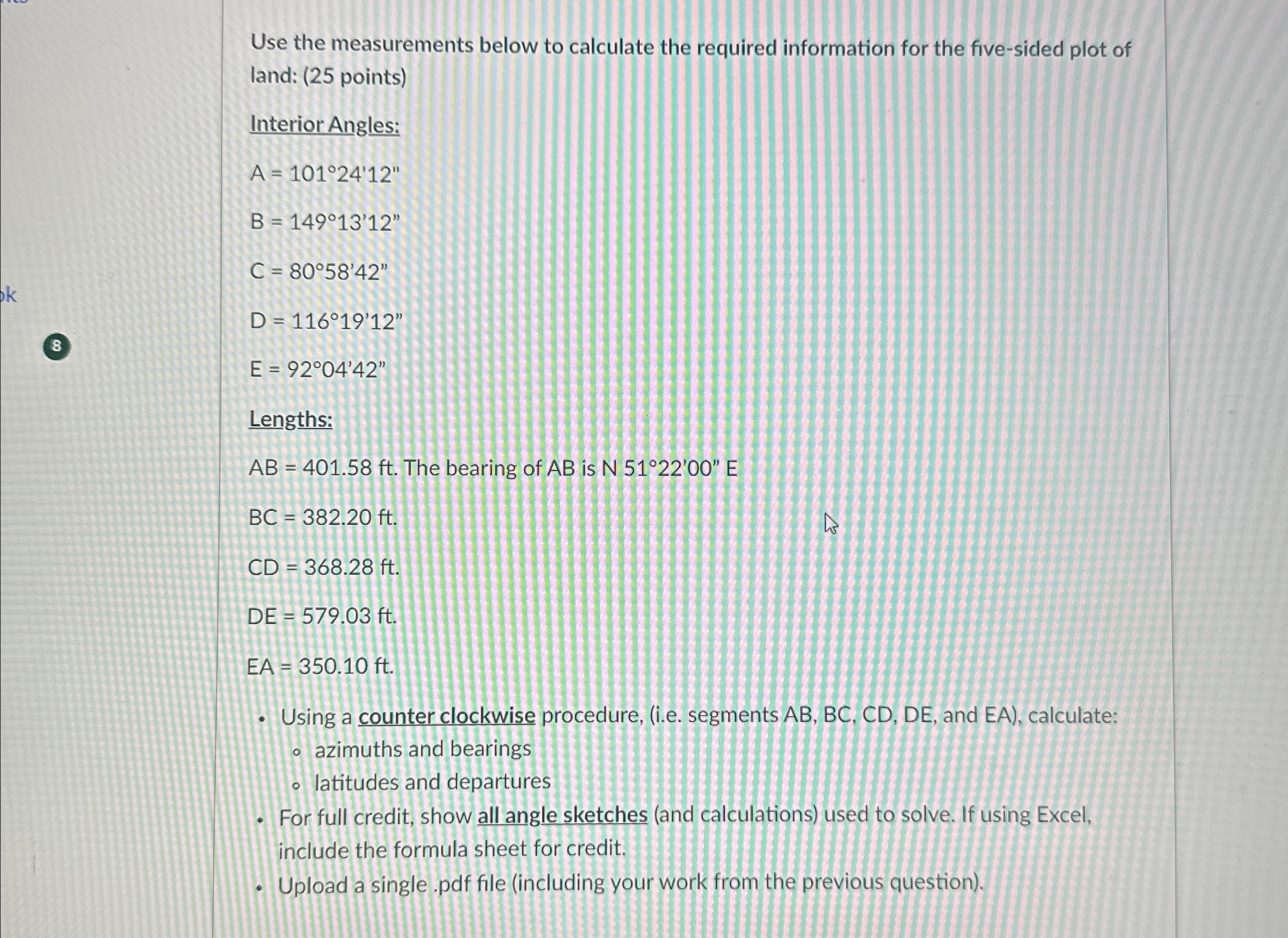 Use the measurements below to calculate the