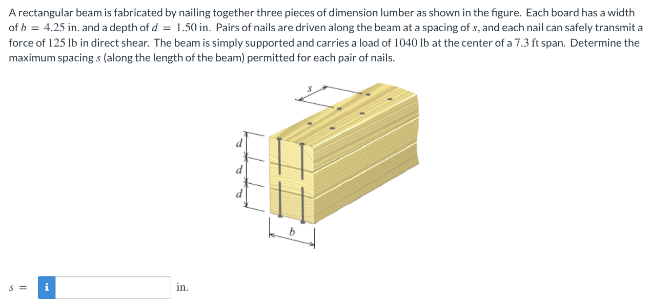 A rectangular beam is fabricated by nailing
