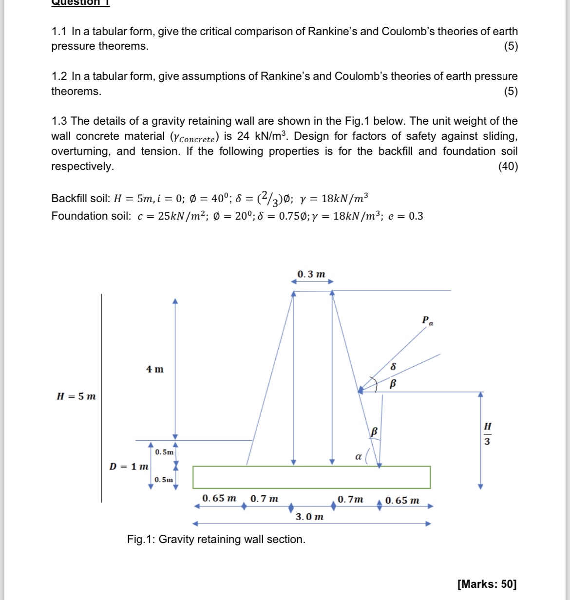 1 . 1 In a tabular form, give the critical