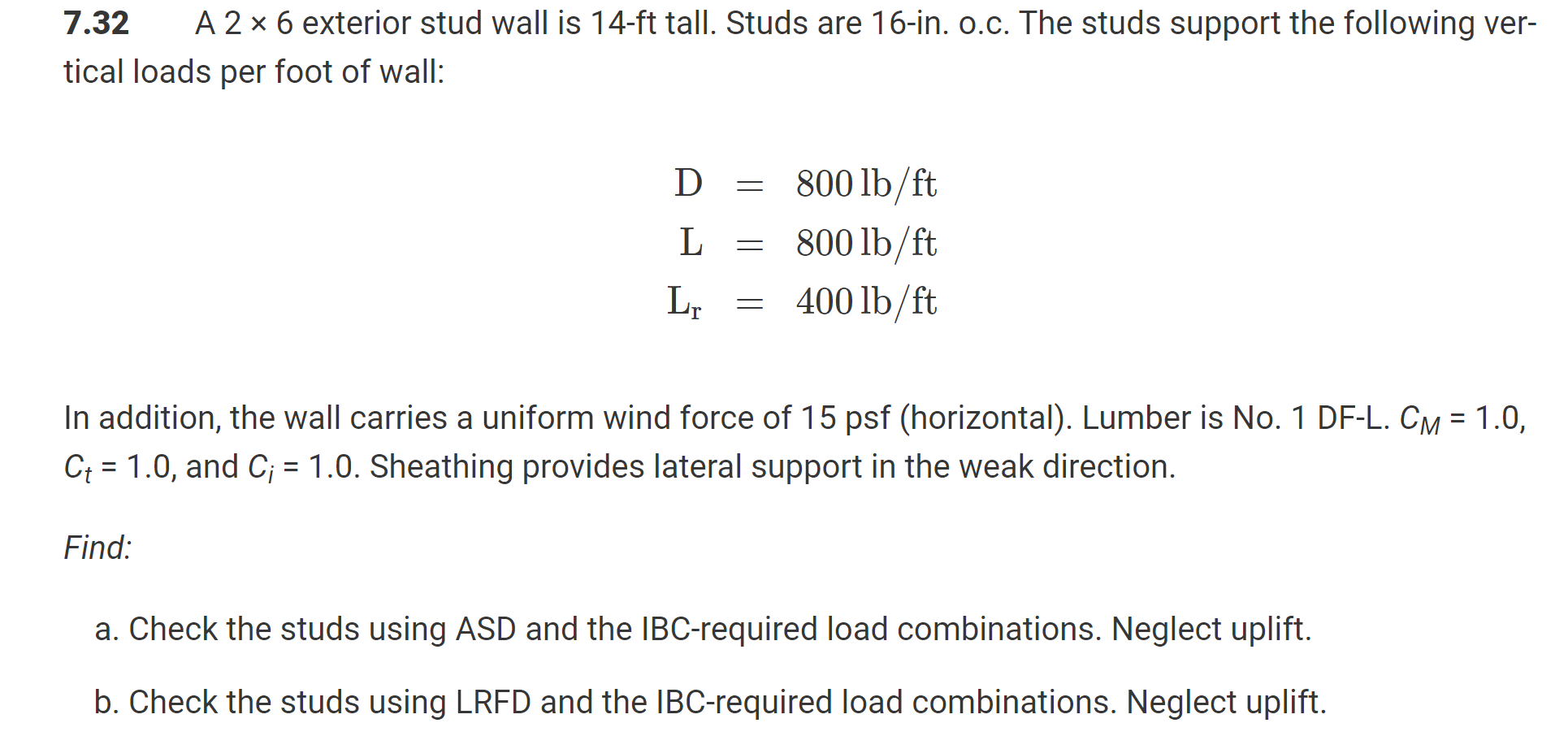 7 . 3 2 A 2 6 exterior stud wall is 1 4 - ft