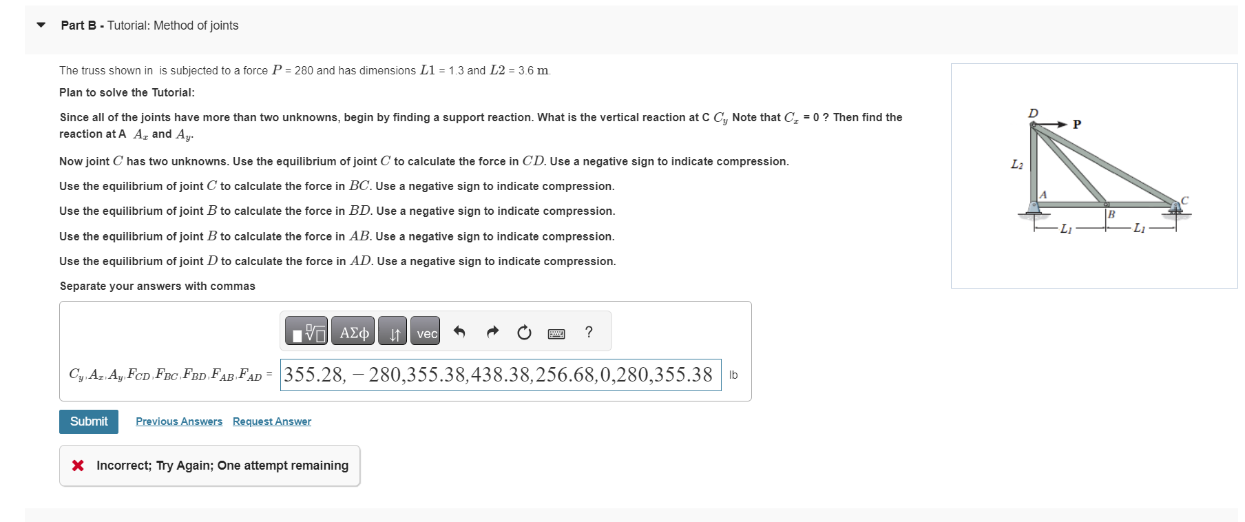 Part B - Tutorial: Method of joints The truss