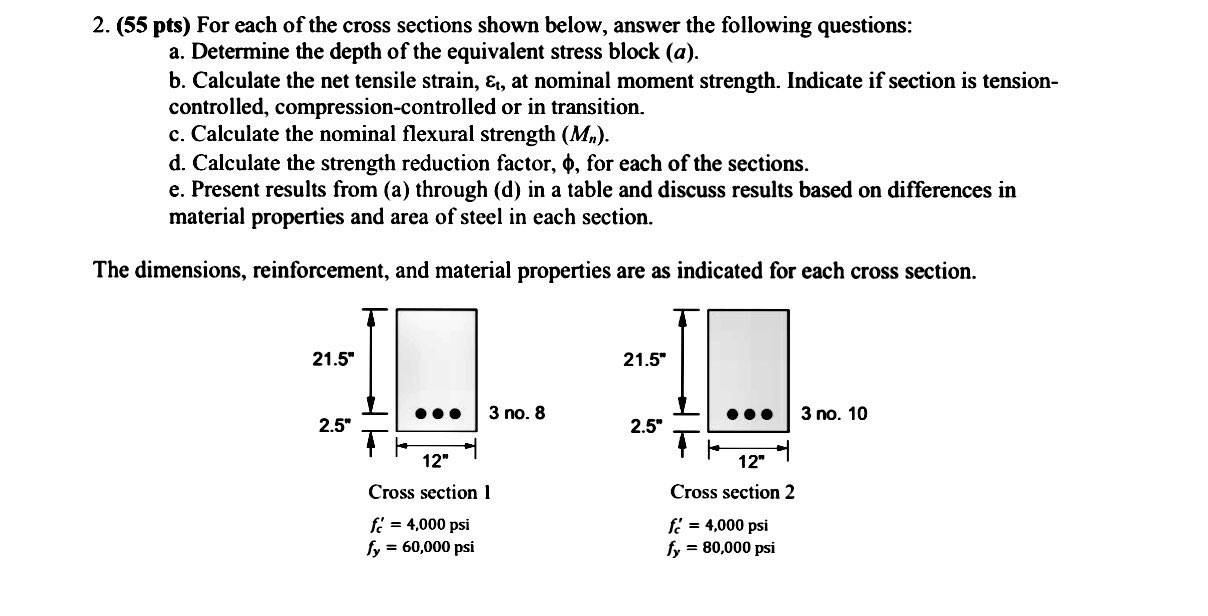 ( 5 5 pts ) For each of the cross sections shown