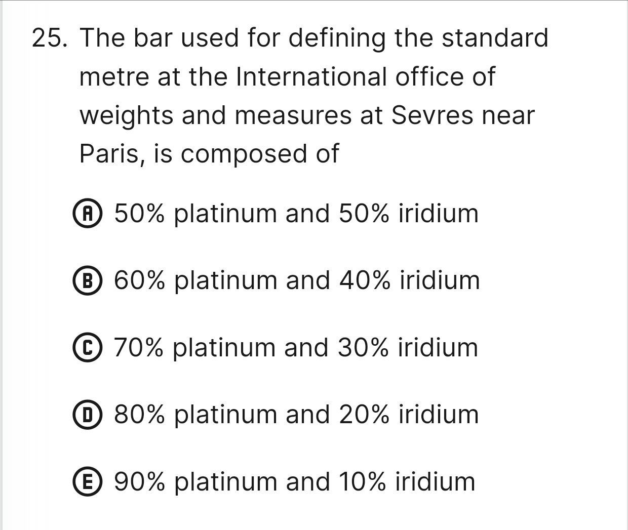 The bar used for defining the standard metre at