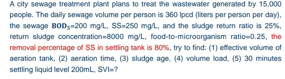 A city sewage treatment plant plans to treat the