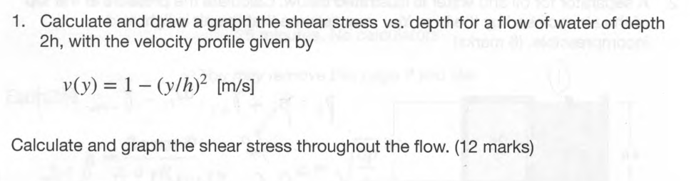 Calculate and draw a graph the shear stress vs .