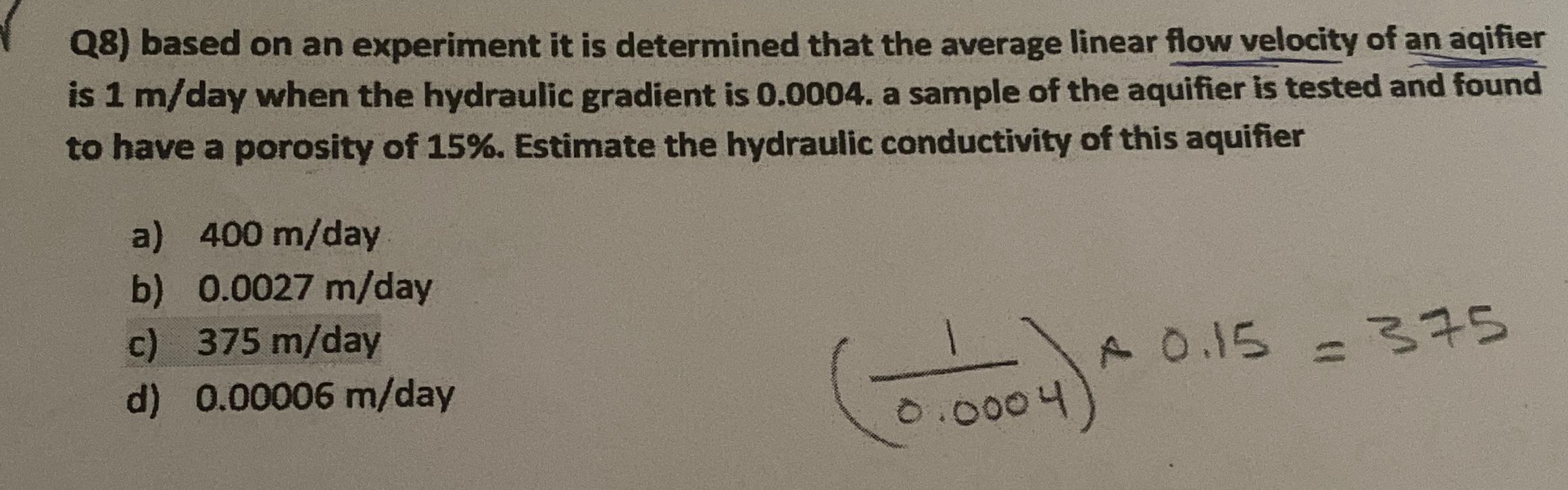 Q 8 ) based on an experiment it is determined