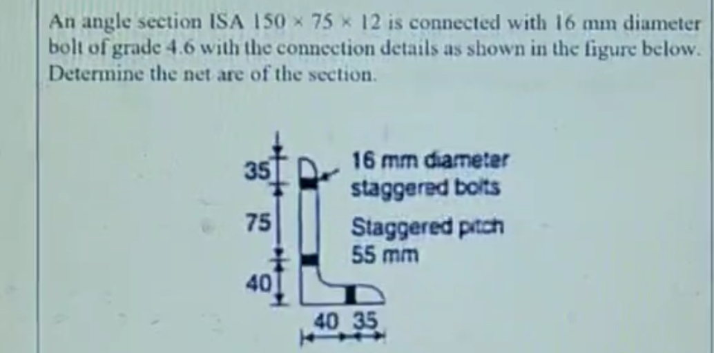 An angle section ISA 1 5 0 7 5 1 2 is connected