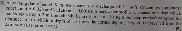 A rectangular channel 8 m wide carries a