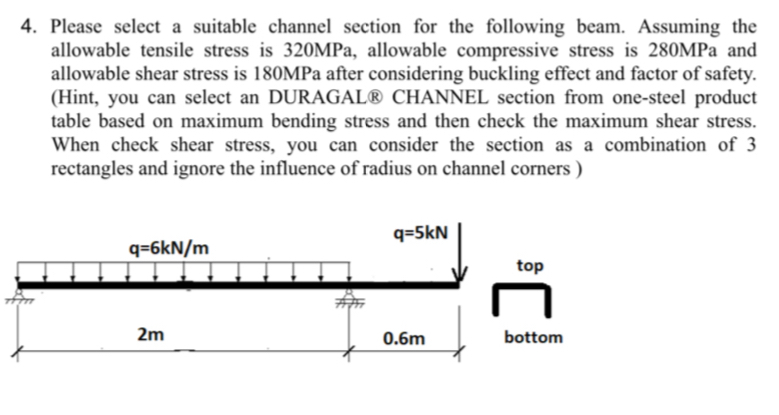 Please select a suitable channel section for the
