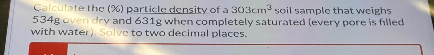 Calculate the ( % ) particle density _ of a 3 0 3