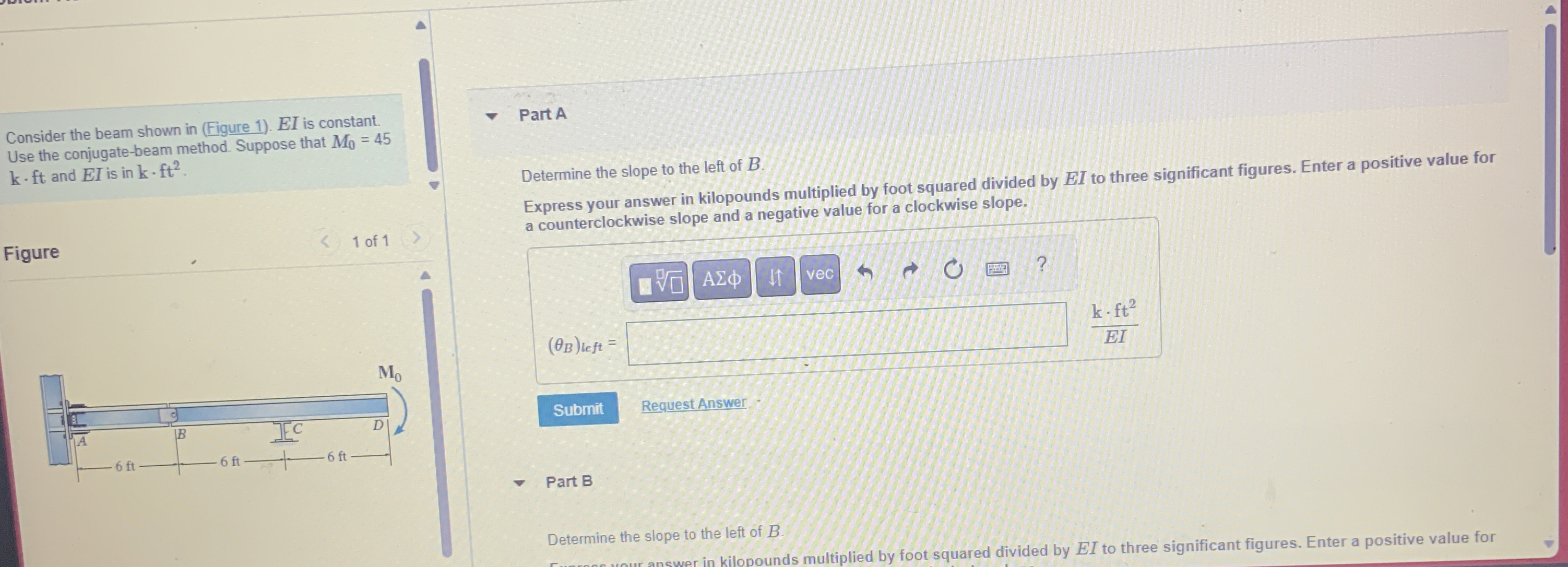 Consider the beam shown in ( Figure 1 ) . E I is