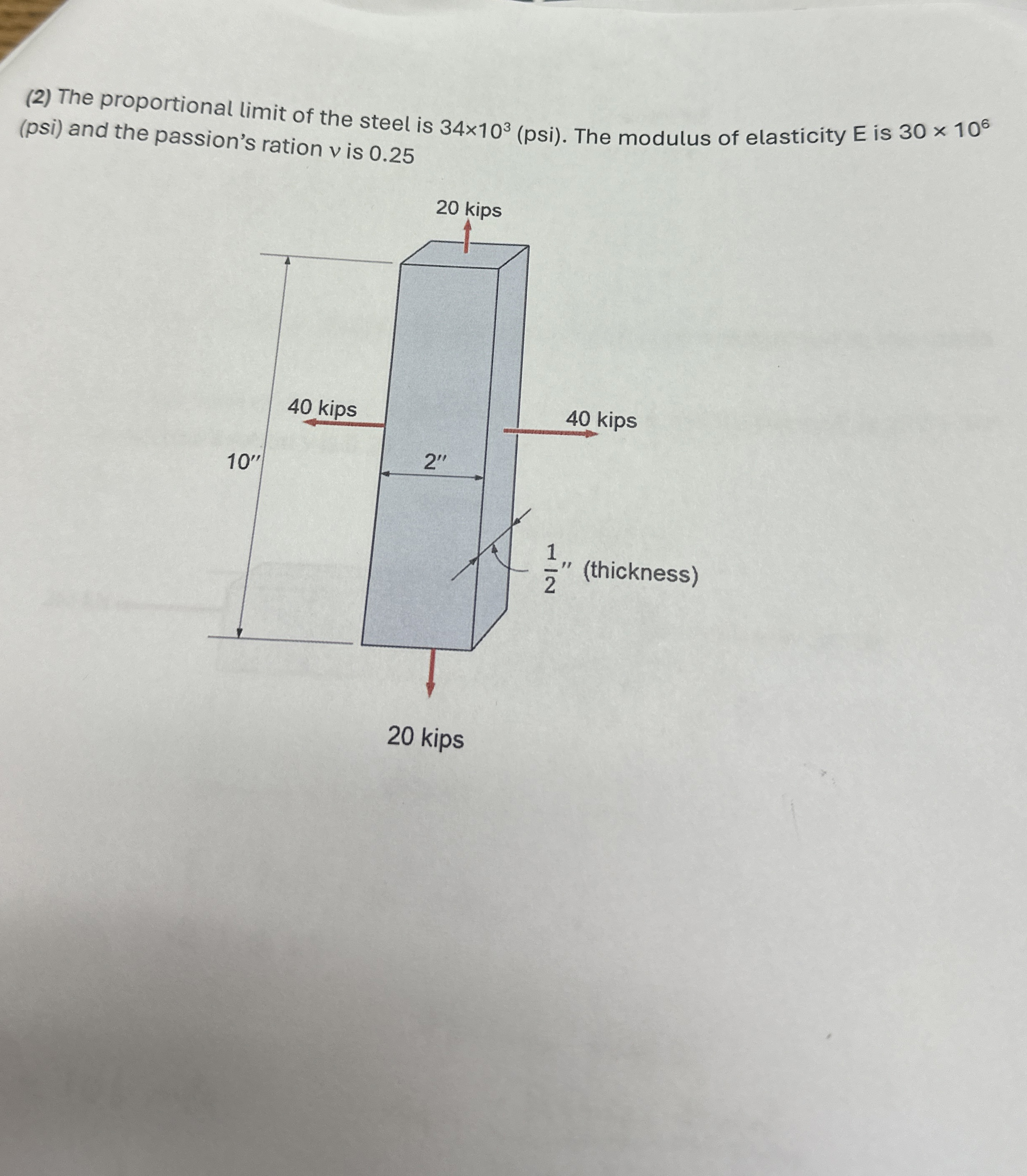 ( 2 ) The proportional limit of the steel is 3 4