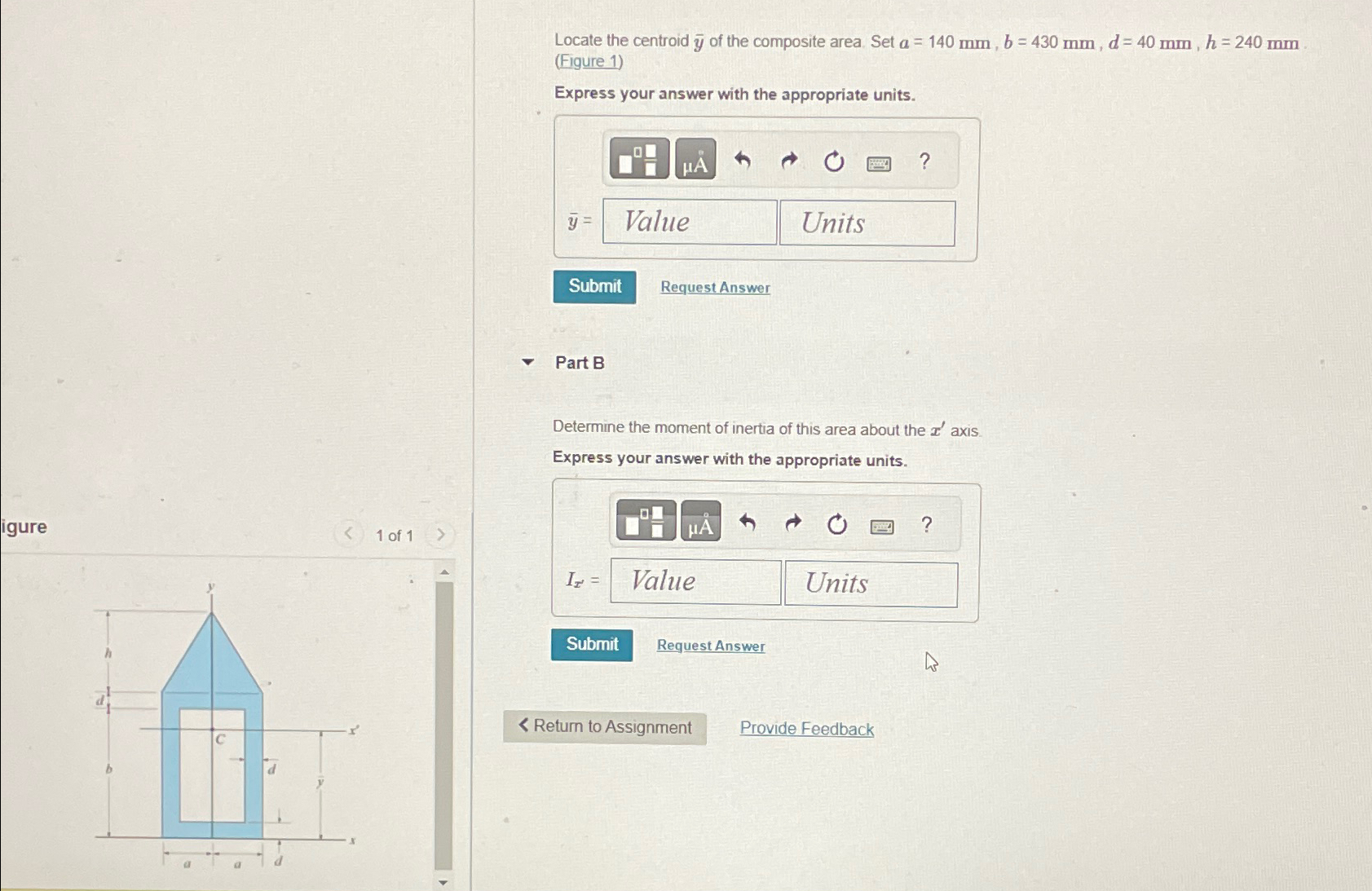 Locate the centroid ? b a r ( y ) of the