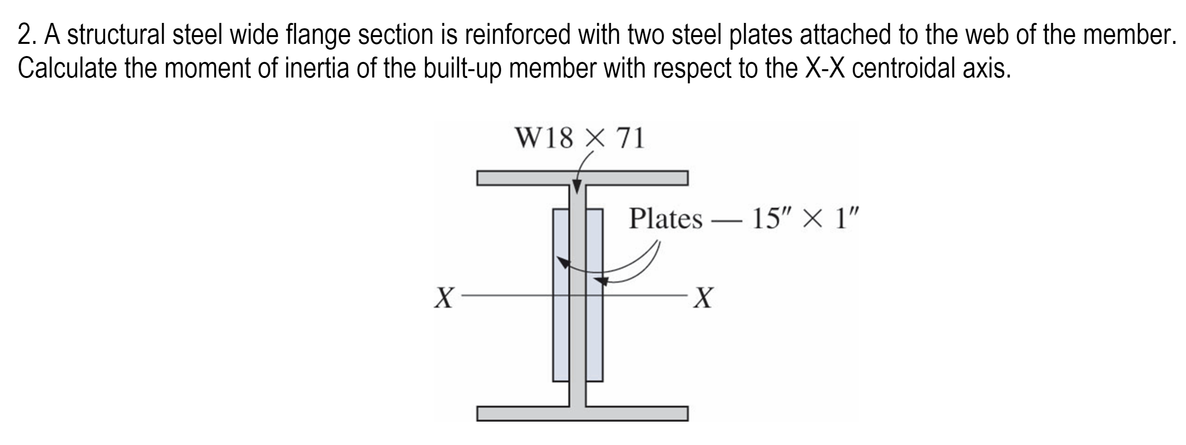 A structural steel wide flange section is