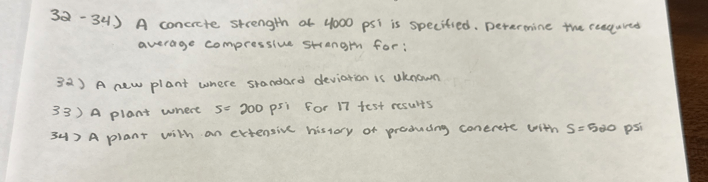3 2 - 3 4 . ) A concrcte strength of 4 0 0 0 psi