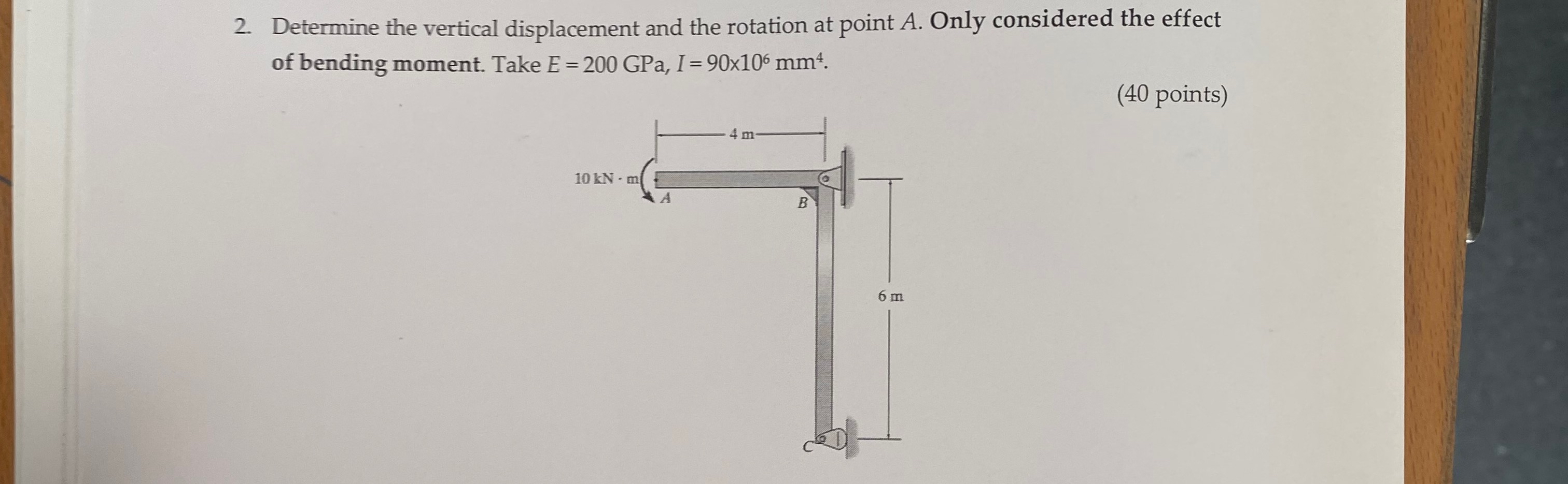 Determine the vertical displacement and the