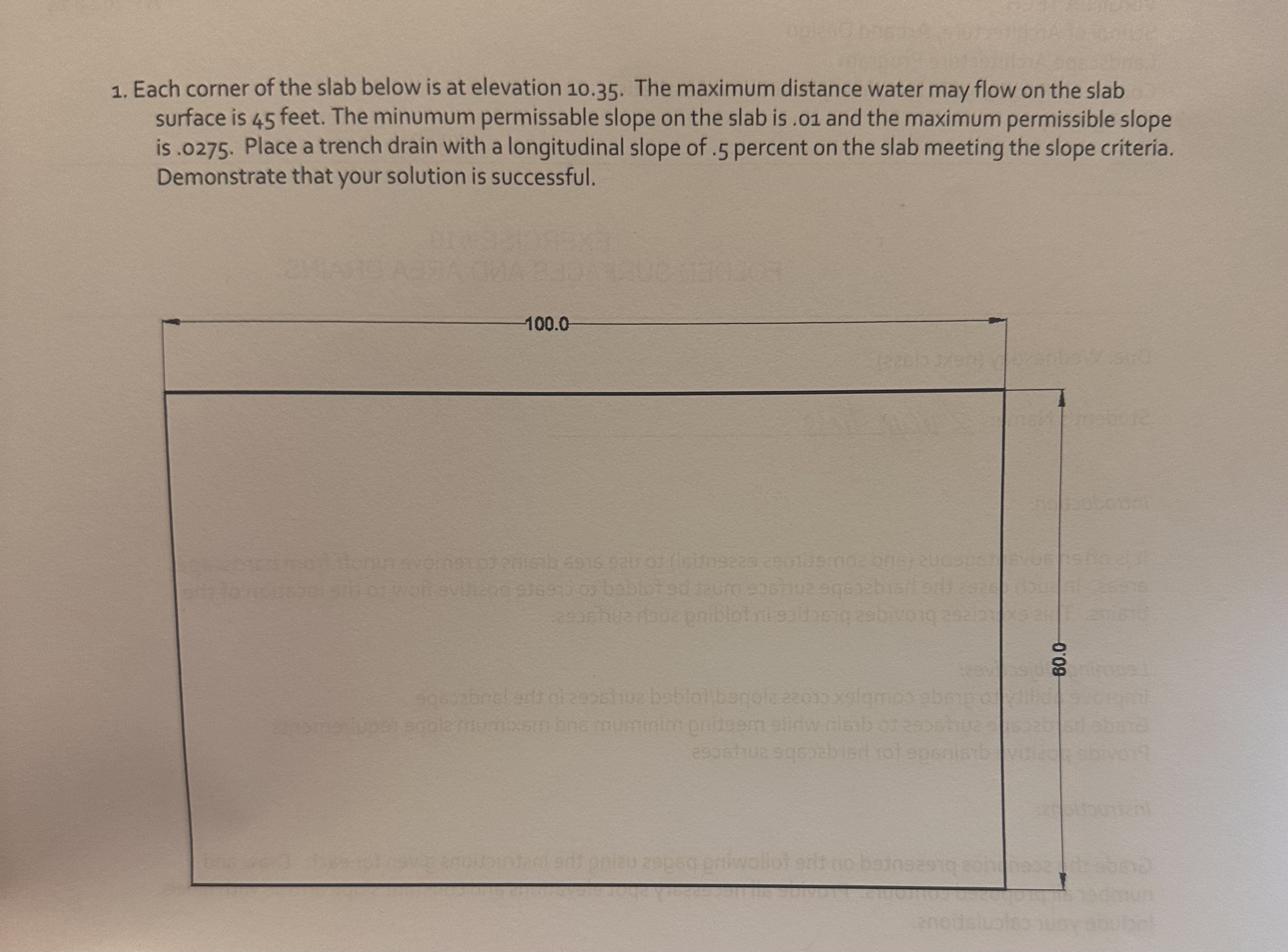 Each corner of the slab below is at elevation 1 0