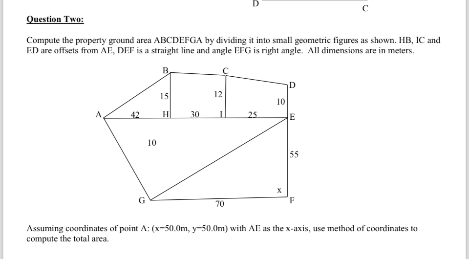 Question Two: C Compute the property ground area