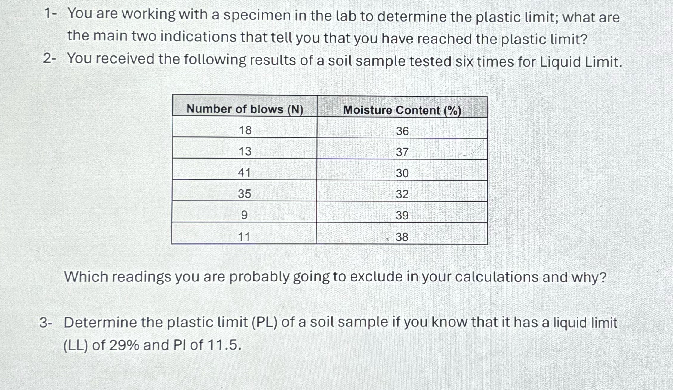 1 - You are working with a specimen in the lab to