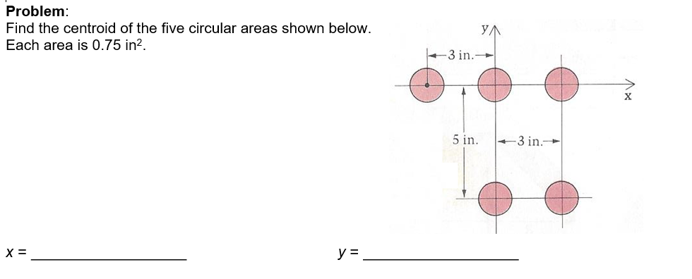 Problem: Find the centroid of the five circular