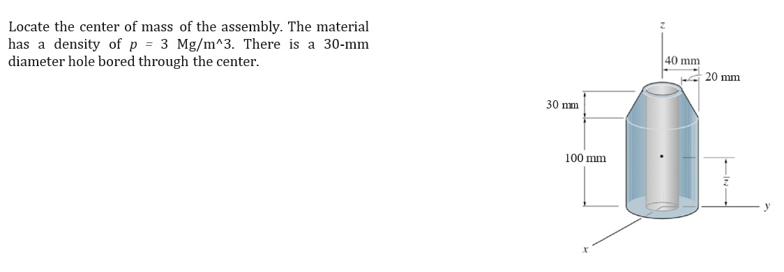 Locate the center of mass of the assembly. The