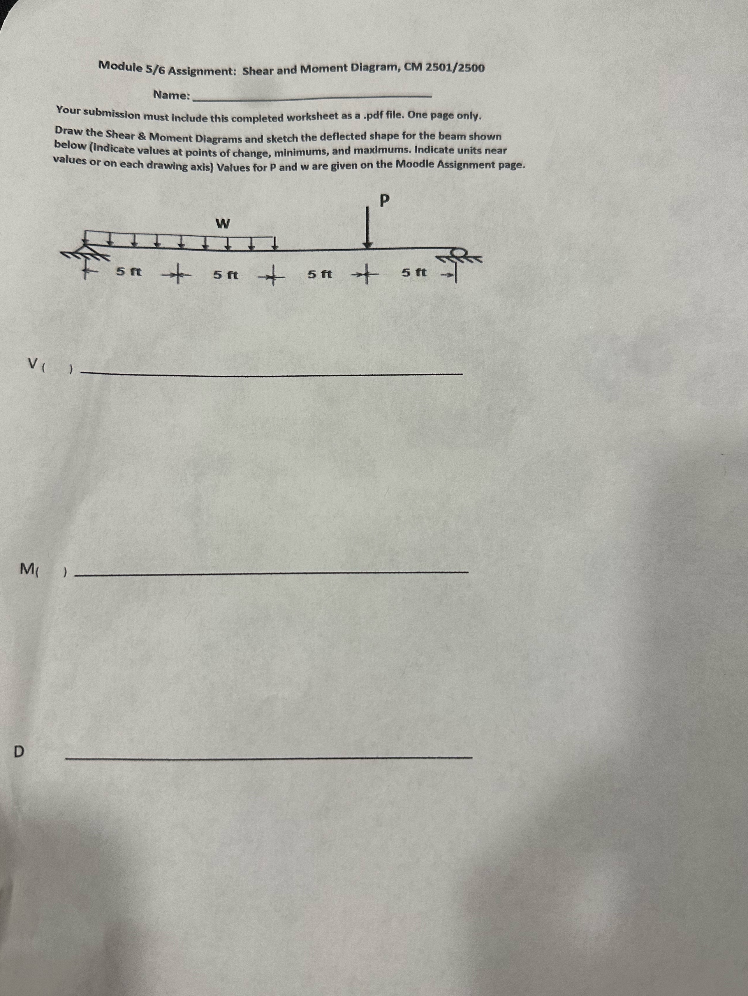 Module 5 / 6 Assignment: Shear and Moment