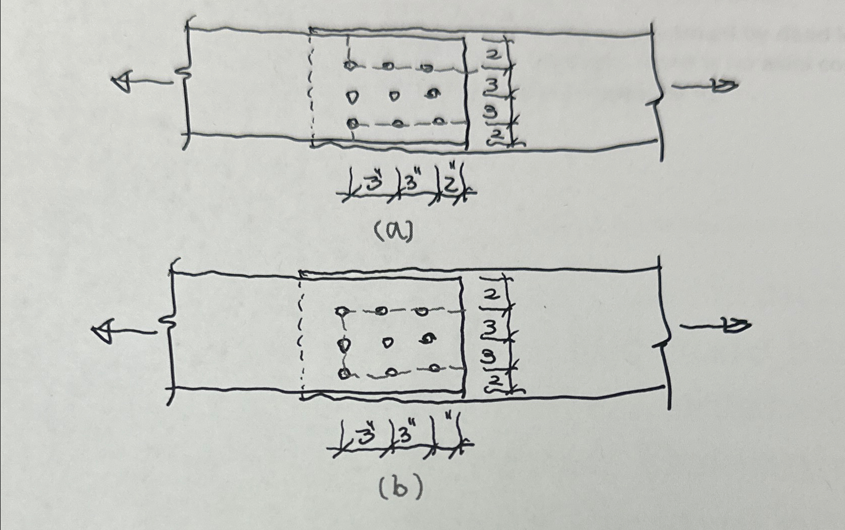 For the following two block shear failure paths (