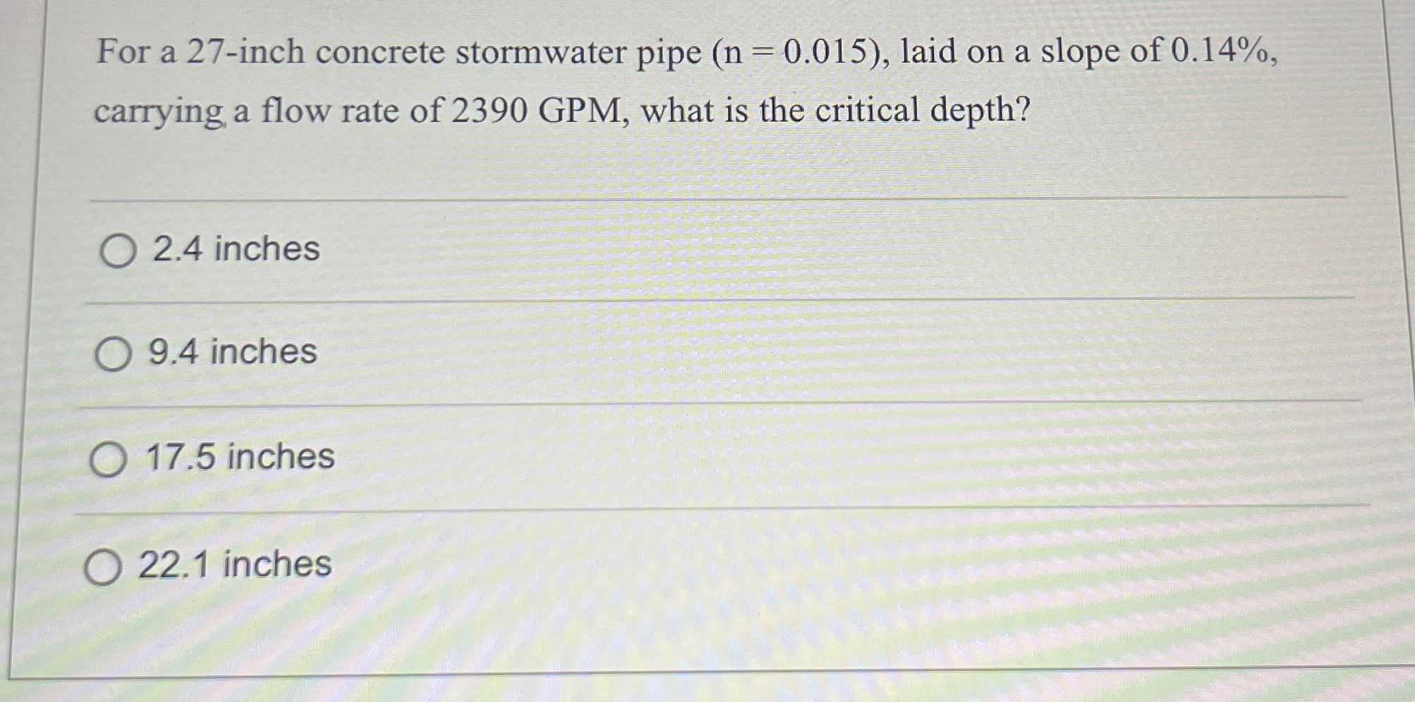 For a 2 7 - inch concrete stormwater pipe